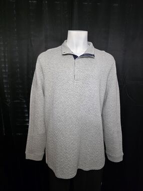 RHONE SZ XL Quilted Long-Sleeve Polo Shirt - Light Gray